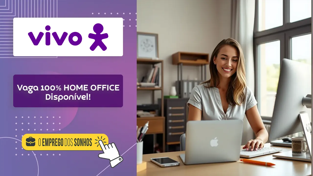 Atendimento ao Cliente Home Office! VIVO abre Vaga de Trabalho efetivo para Ensino médio completo com possibilidade de teletrabalho