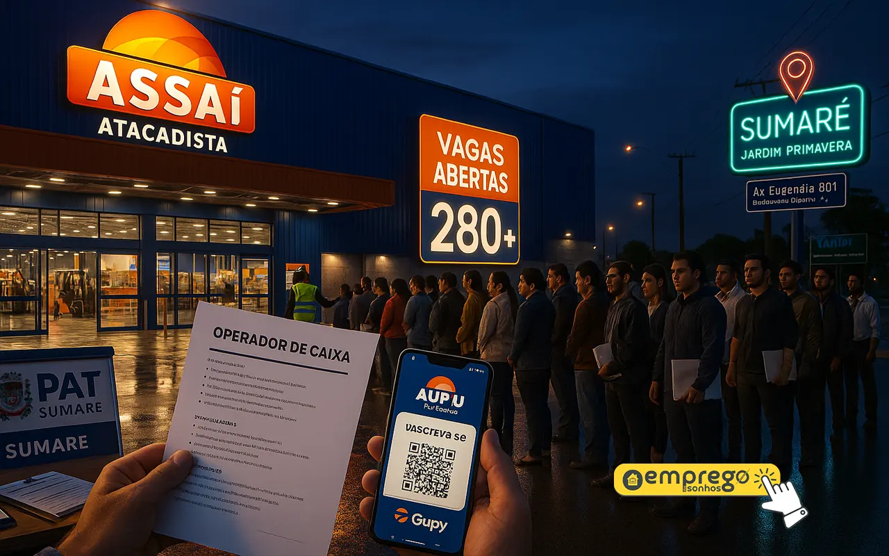 Assaí abre 280 vagas em Sumaré e acelera contratação porém, Prefeitura fala em mais de 300 oportunidades 1 Assaí abre 280 vagas em Sumaré e acelera contratação porém, Prefeitura fala em mais de 300 oportunidades