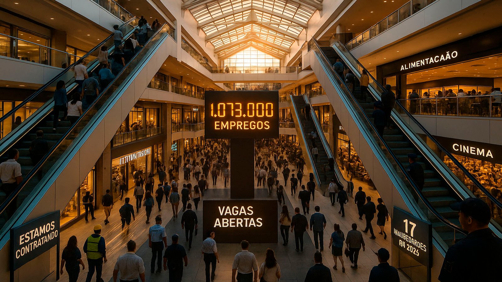 Mega-shoppings abrem caminhos setor gerou 1,073 milhão de empregos em 2024 e projeta novas vagas com 17 inaugurações