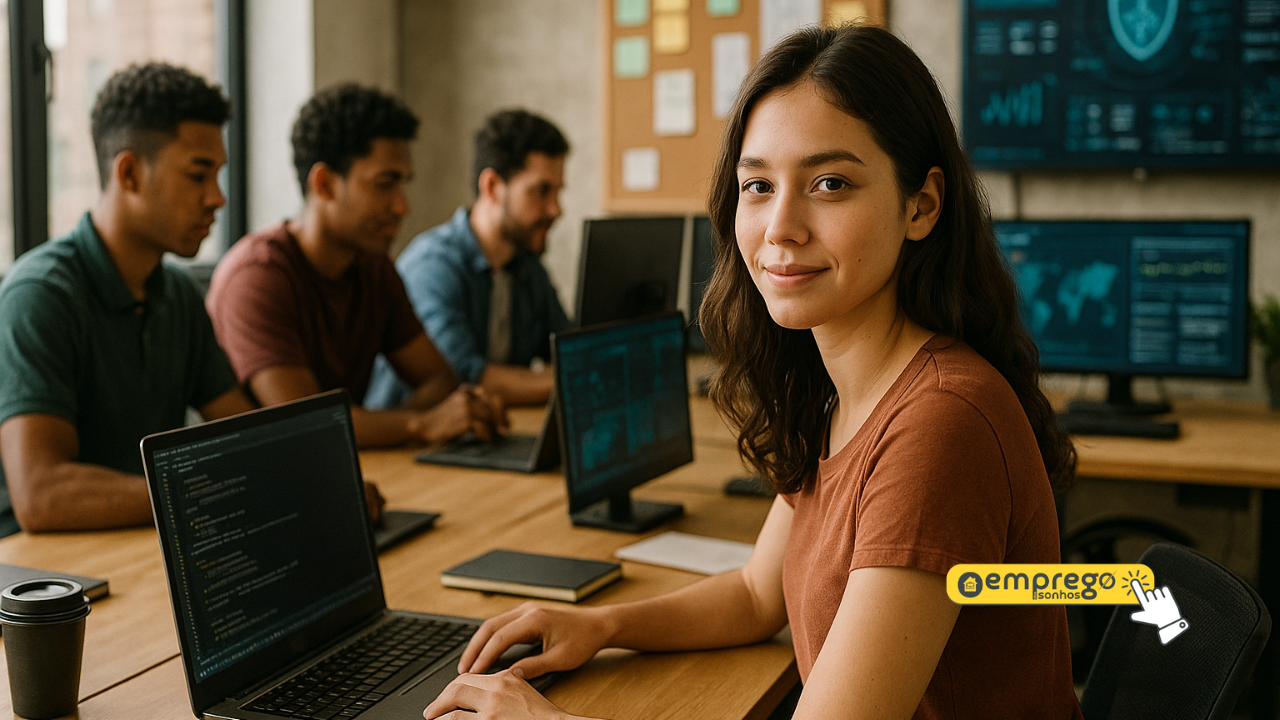 Corrida pela tecnologia: jovens conseguem o primeiro emprego em até 3 meses e já começam ganhando acima de R$ 5 mil em programação, dados e cibersegurança 1 Corrida pela tecnologia: jovens conseguem o primeiro emprego em até 3 meses e já começam ganhando acima de R$ 5 mil em programação, dados e cibersegurança