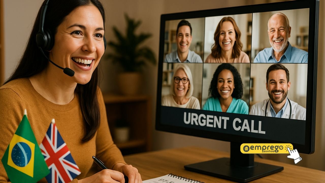 Salário de R$ 3.813,79 para Intérprete Português–Inglês (home office) na RH Ser Consultoria Empresarial em SP