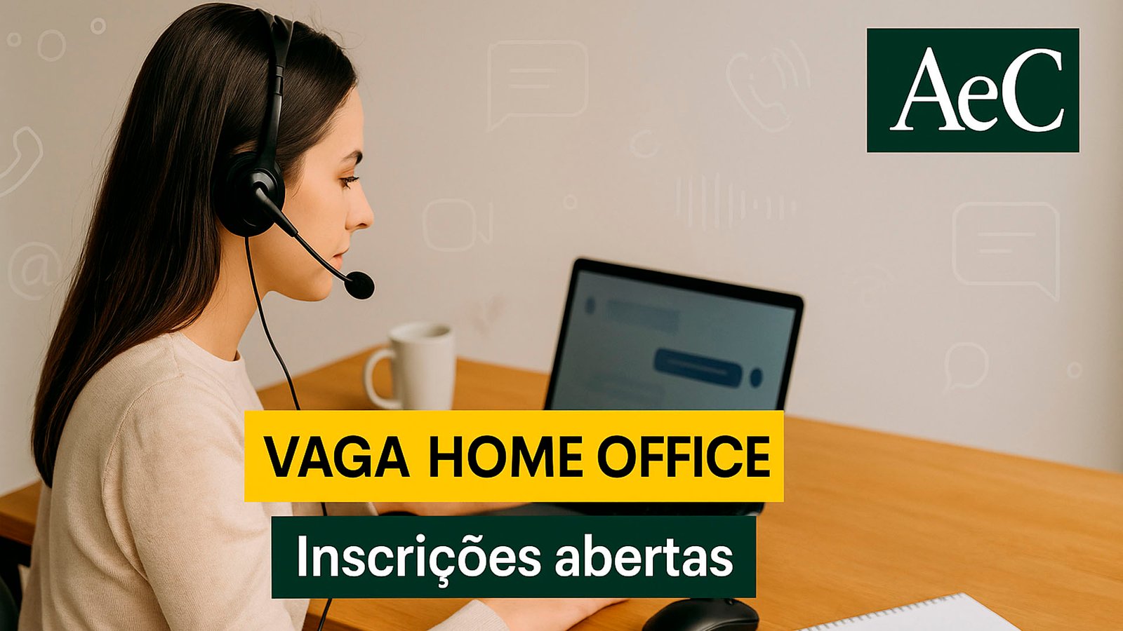 100 vagas home office para Atendente de Telemarketing na AeC em modalidade CLT