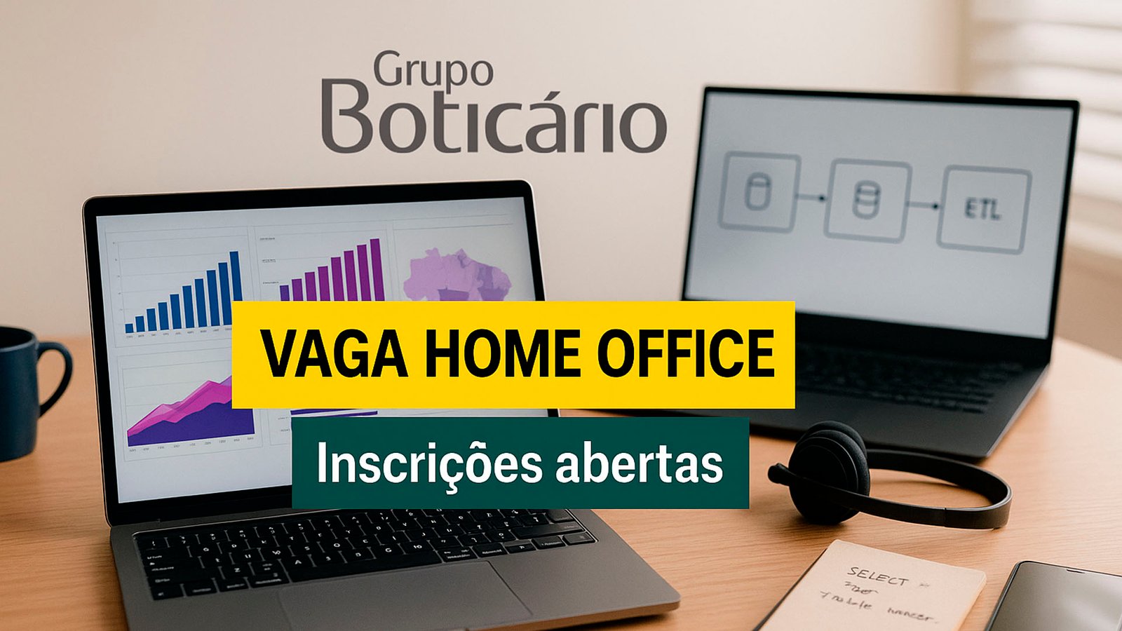 Grupo Boticário abre vaga home office para Especialista em Gestão Comercial II em tempo integral e foco em BI, SQL e dashboards