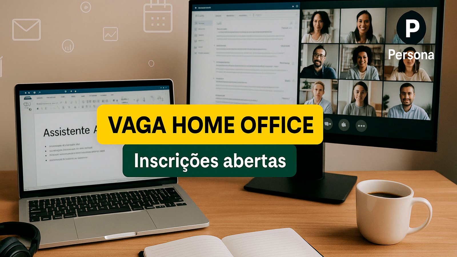 Vaga de Assistente Administrativo home office na Persona para pessoas sem experiência em diferentes estágios de carreira