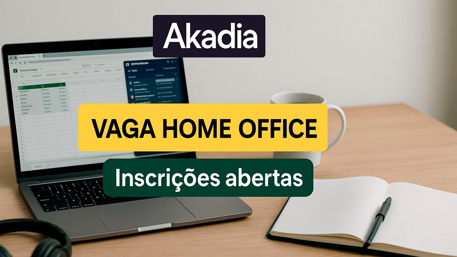 Vaga home office para Assistente Administrativo na Akadia em tempo integral com horário comercial e ferramentas fornecidas