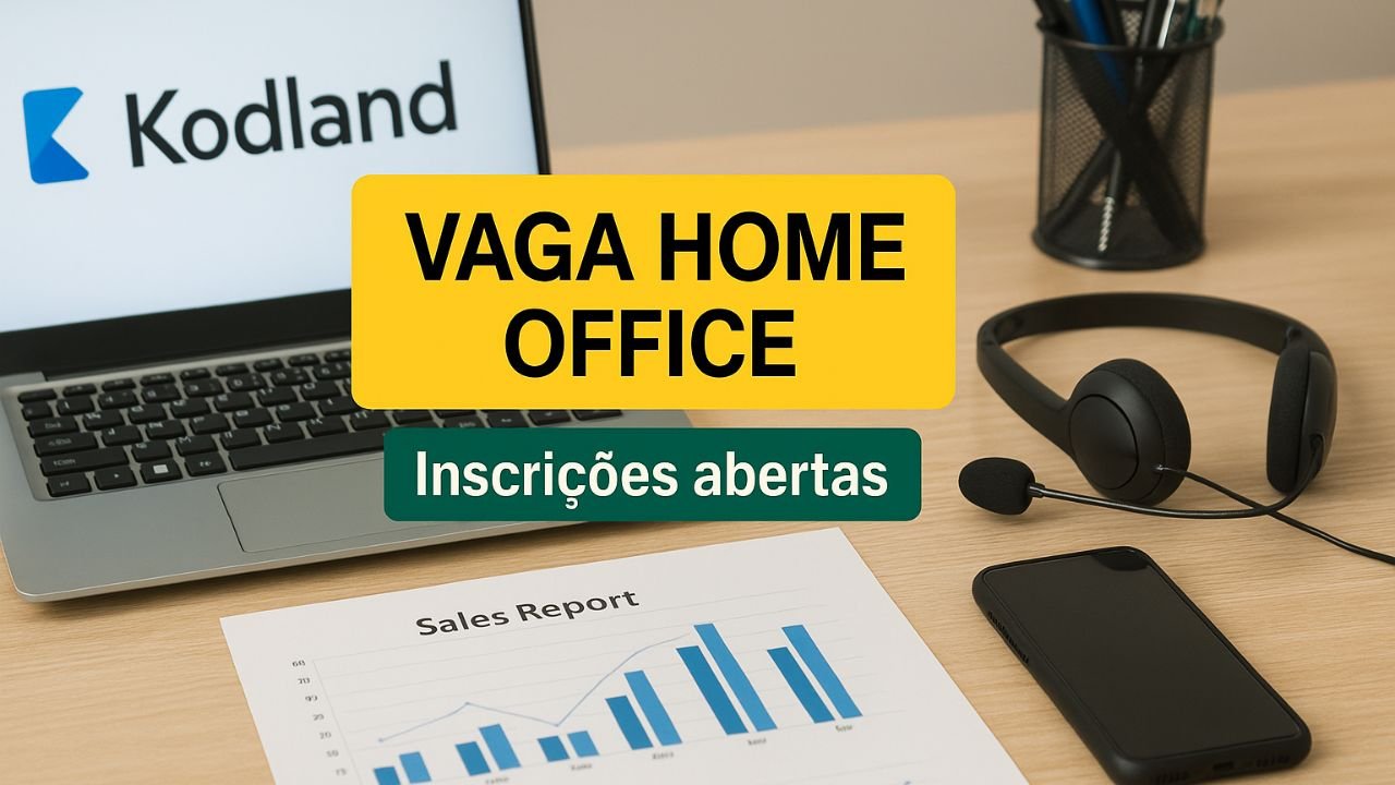 Vaga de Representante de Vendas na Kodland oferece comissões altas, trabalho 100% home office e atuação na educação digital infantil