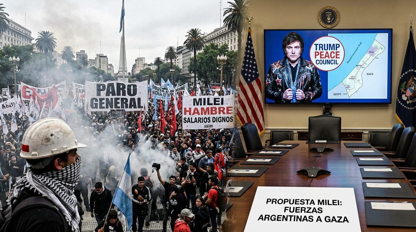 Javier Milei ao lado de Viktor Orbán durante agenda em Washington