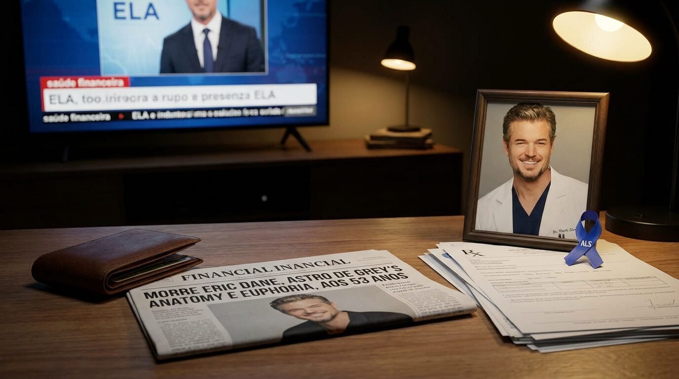 Eric Dane em evento público, usando terno escuro, antes do anúncio de ELA