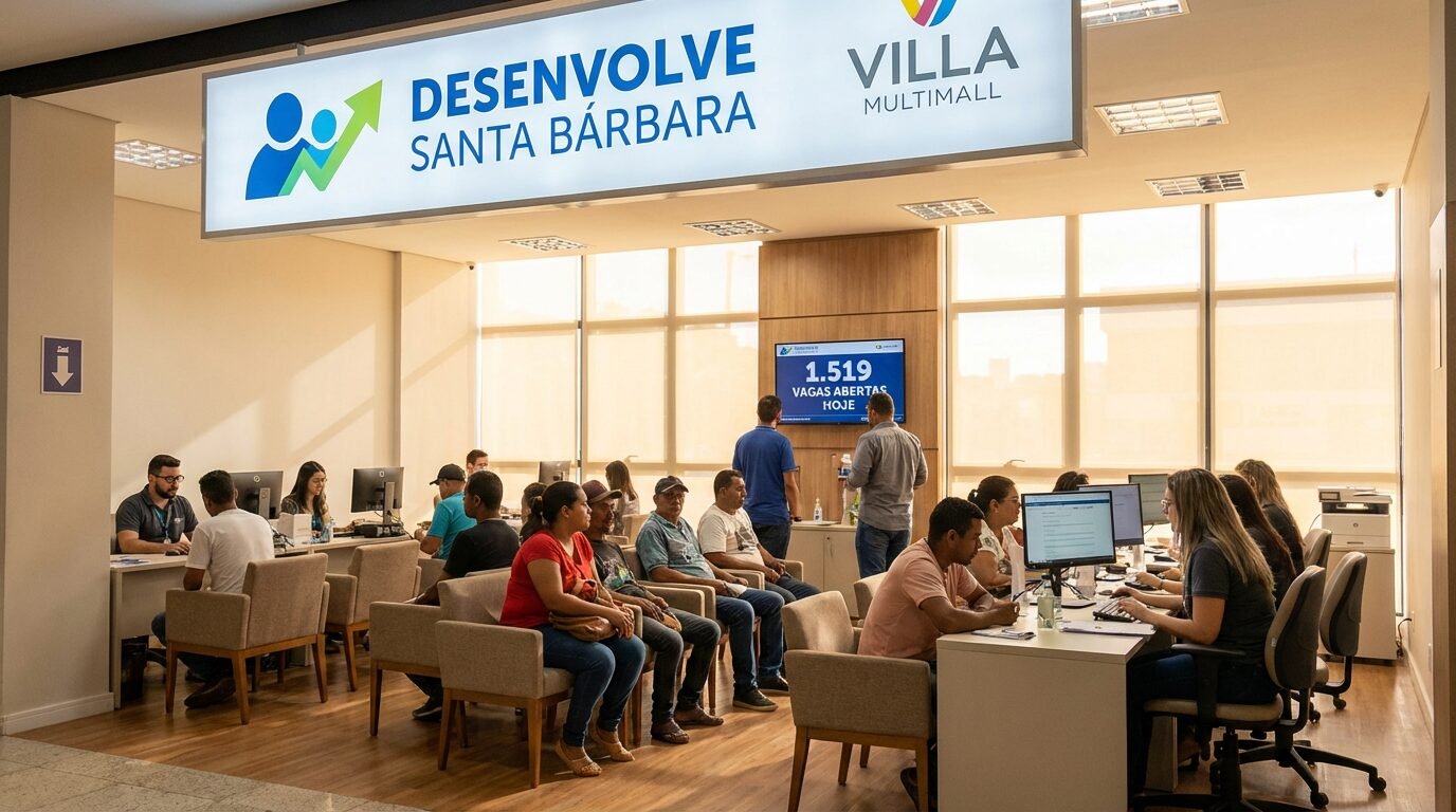 Santa Bárbara d’Oeste abre 1.519 vagas de emprego em várias áreas, com envio de currículo por e-mail e atendimento no Desenvolve Santa Bárbara no Villa Multimall, das 9h às 16h