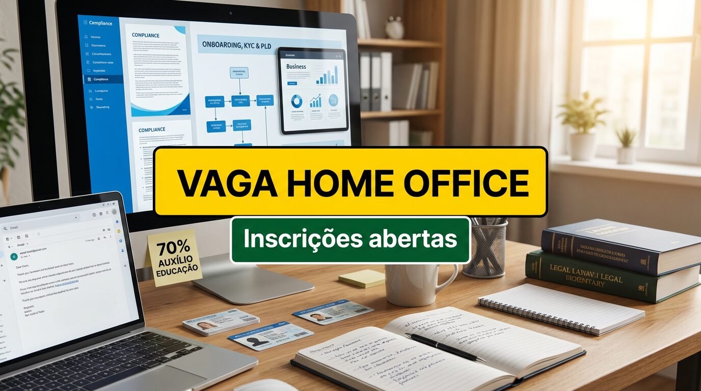 Profissional em home office coordenando equipes de KYC e PLD em fintech