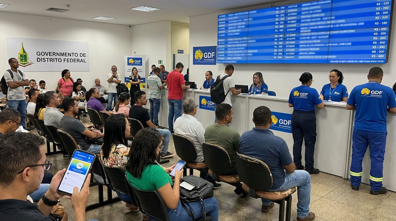 Candidatos aguardam atendimento em agência do trabalhador no DF
