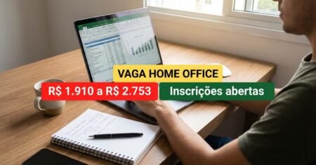Assistente administrativo home office em São Paulo, salário de R$ 1.910 a R$ 2.753 e ensino médio