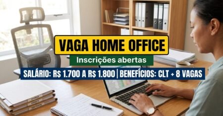 Vaga home office de auxiliar administrativo, salário de R$ 1.700 a R$ 1.800 e ensino médio em SP