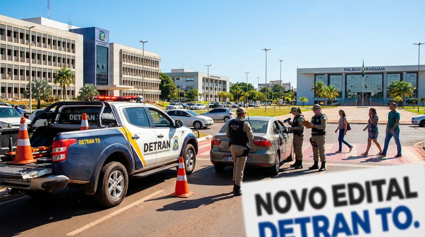 Viatura e agentes do Detran Tocantins em operação de trânsito em Palmas