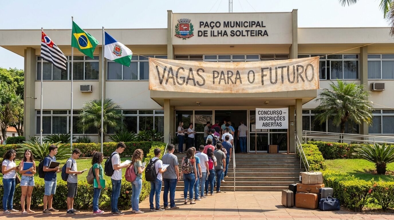 Fachada da Prefeitura de Ilha Solteira SP em dia ensolarado