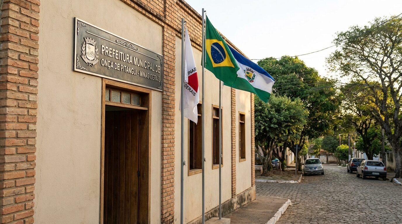 Prédio da Prefeitura de Onça de Pitangui em Minas Gerais visto durante o dia