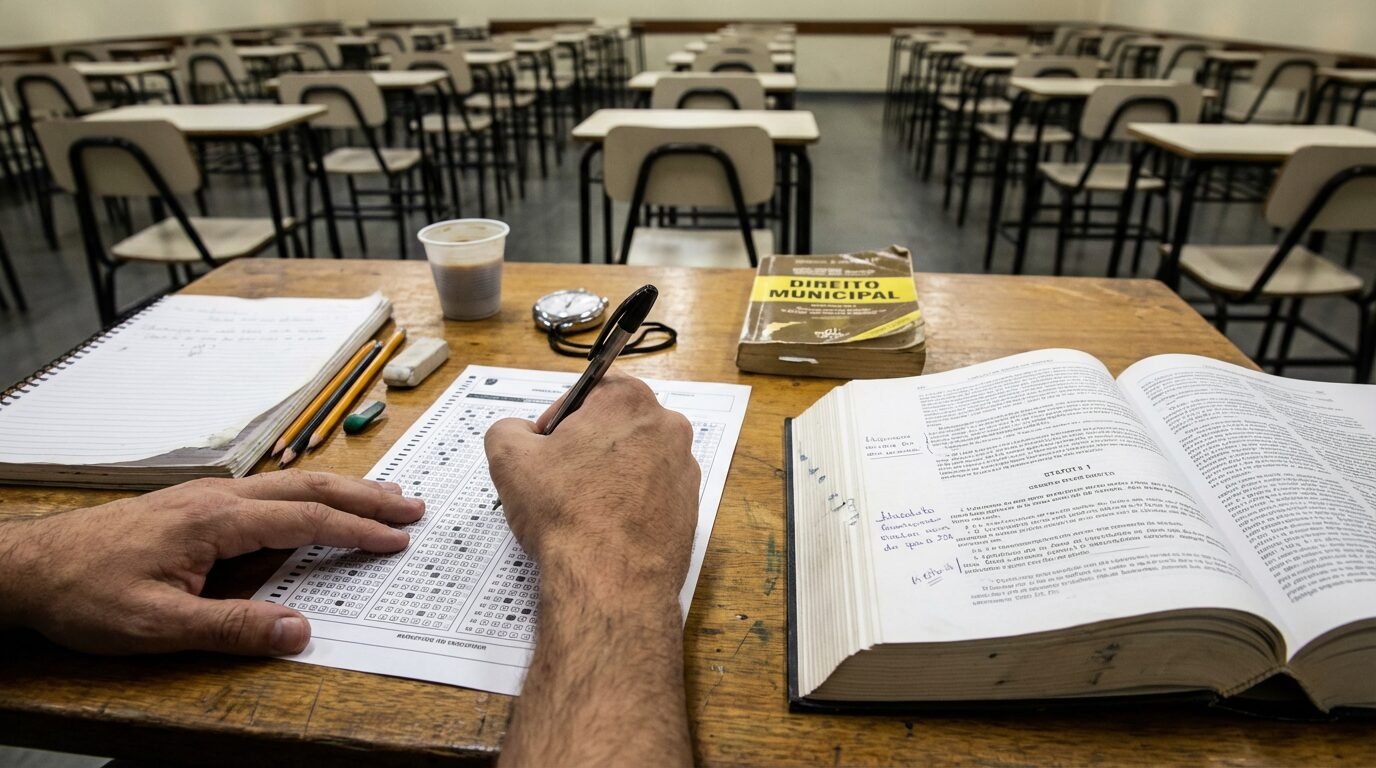 Candidato preenche cartão de respostas durante prova de concurso público