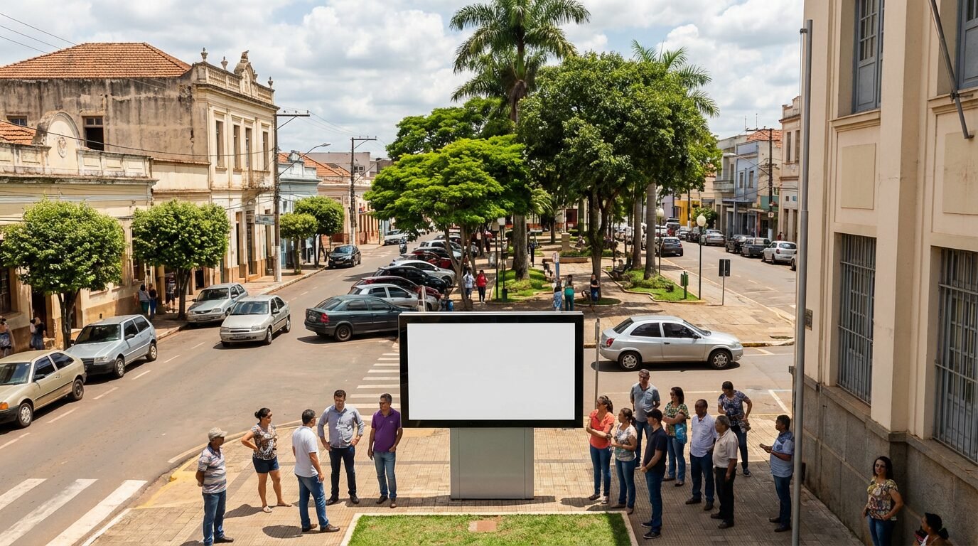 Vista de área urbana de Bastos, no interior de São Paulo, em dia claro
