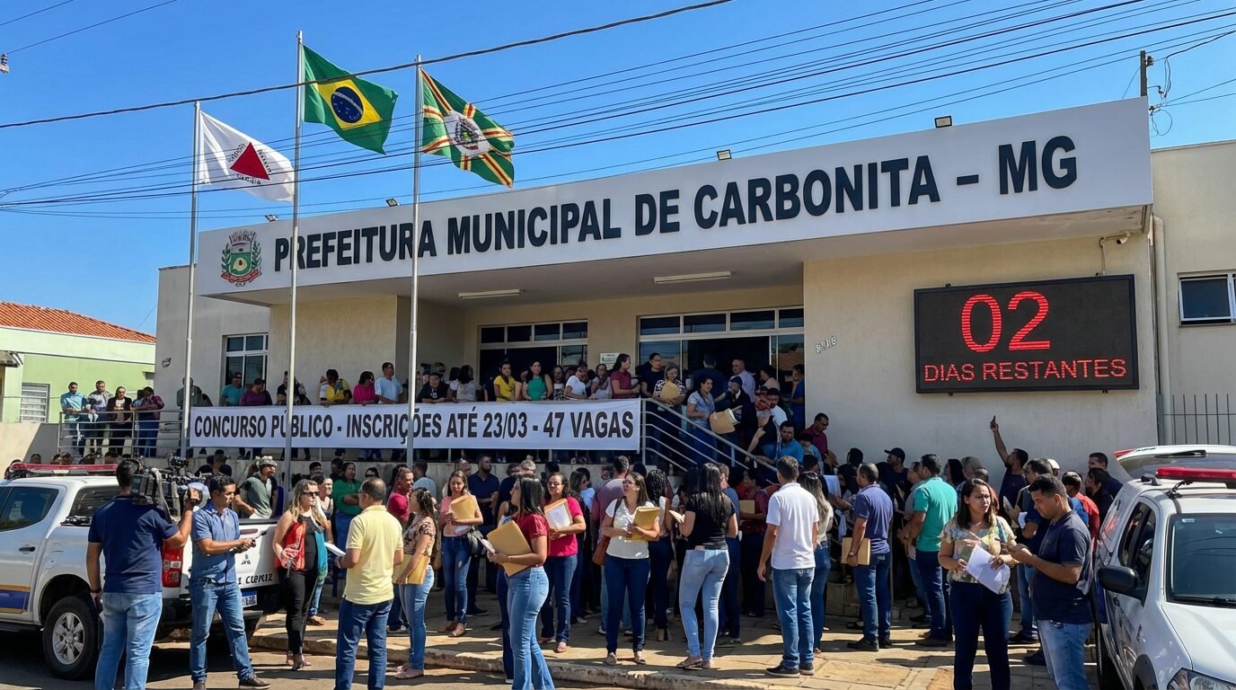 Fachada da Prefeitura de Carbonita em Minas Gerais durante o dia
