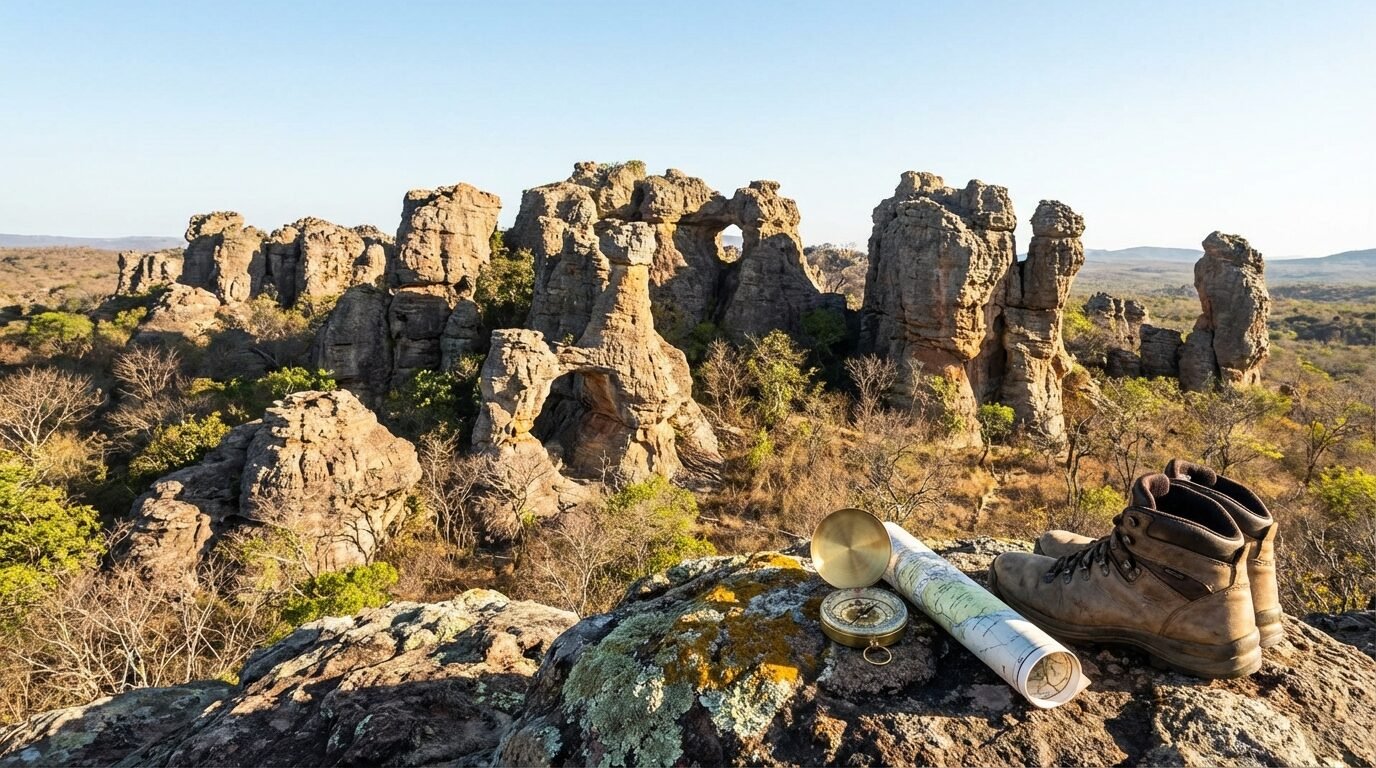 Formações rochosas no Parque Nacional de Sete Cidades em Piracuruca PI