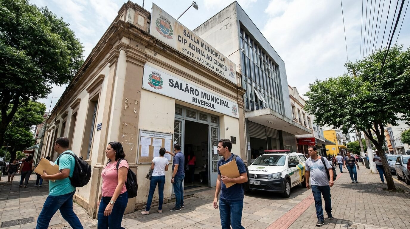 Fachada da Prefeitura de Riversul em São Paulo vista da rua