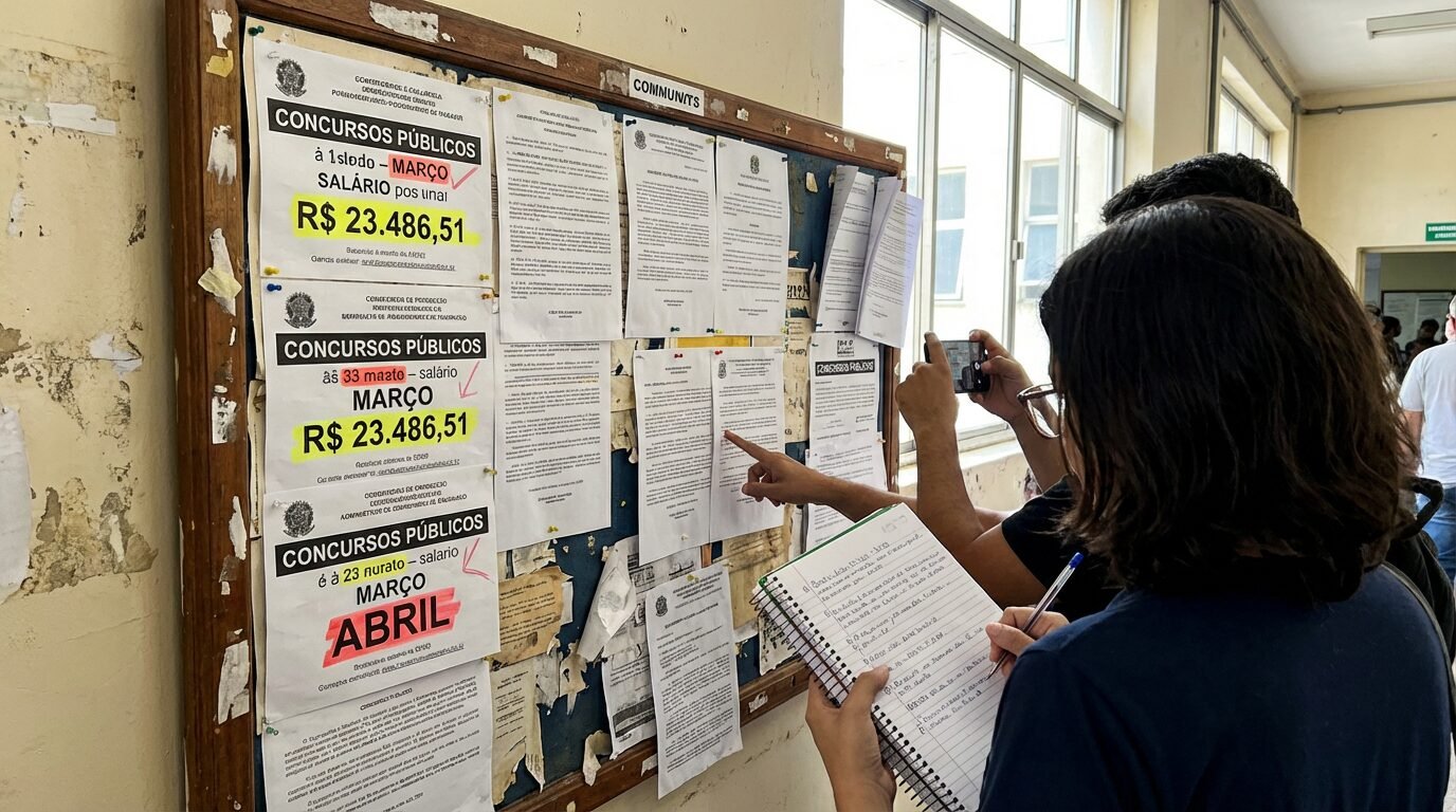 Sexta de concursos reúne 6 editais com inscrições em março e abril, vagas em prefeituras e UNEAL e salários que chegam a R$ 23.486,51
