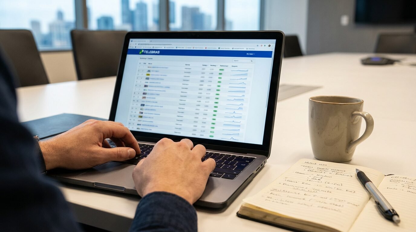Candidato confere no computador o resultado do concurso da Telebras