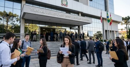 Concurso TJ SC abre caminho para estabilidade com salários de até R$ 10.388,29 e jornada reduzida de 35 horas semanais