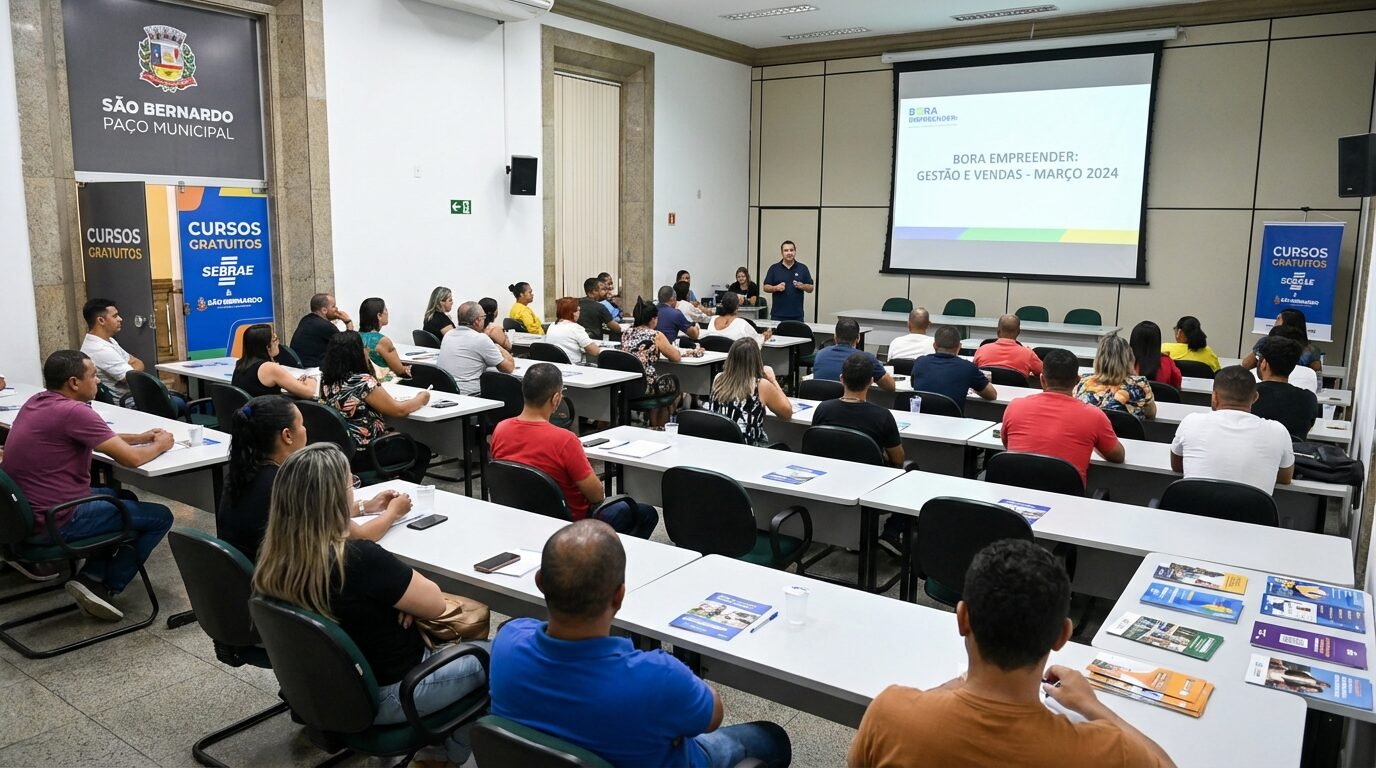 Sebrae e Prefeitura de São Bernardo ampliam cursos gratuitos, lotação de 40 por turma e foco em gestão e vendas, veja datas de março e como se inscrever
