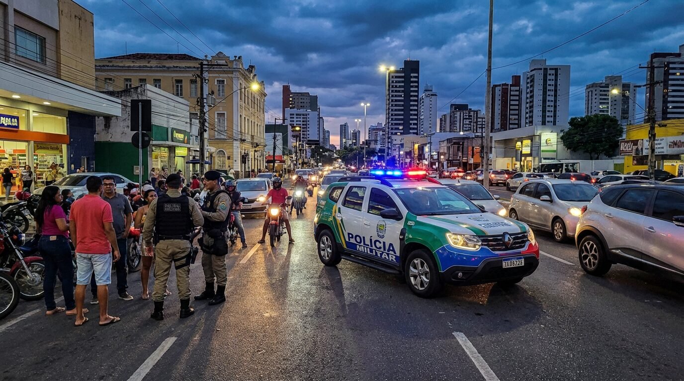 Viatura da Polícia Militar do Piauí em patrulhamento nas ruas de Teresina