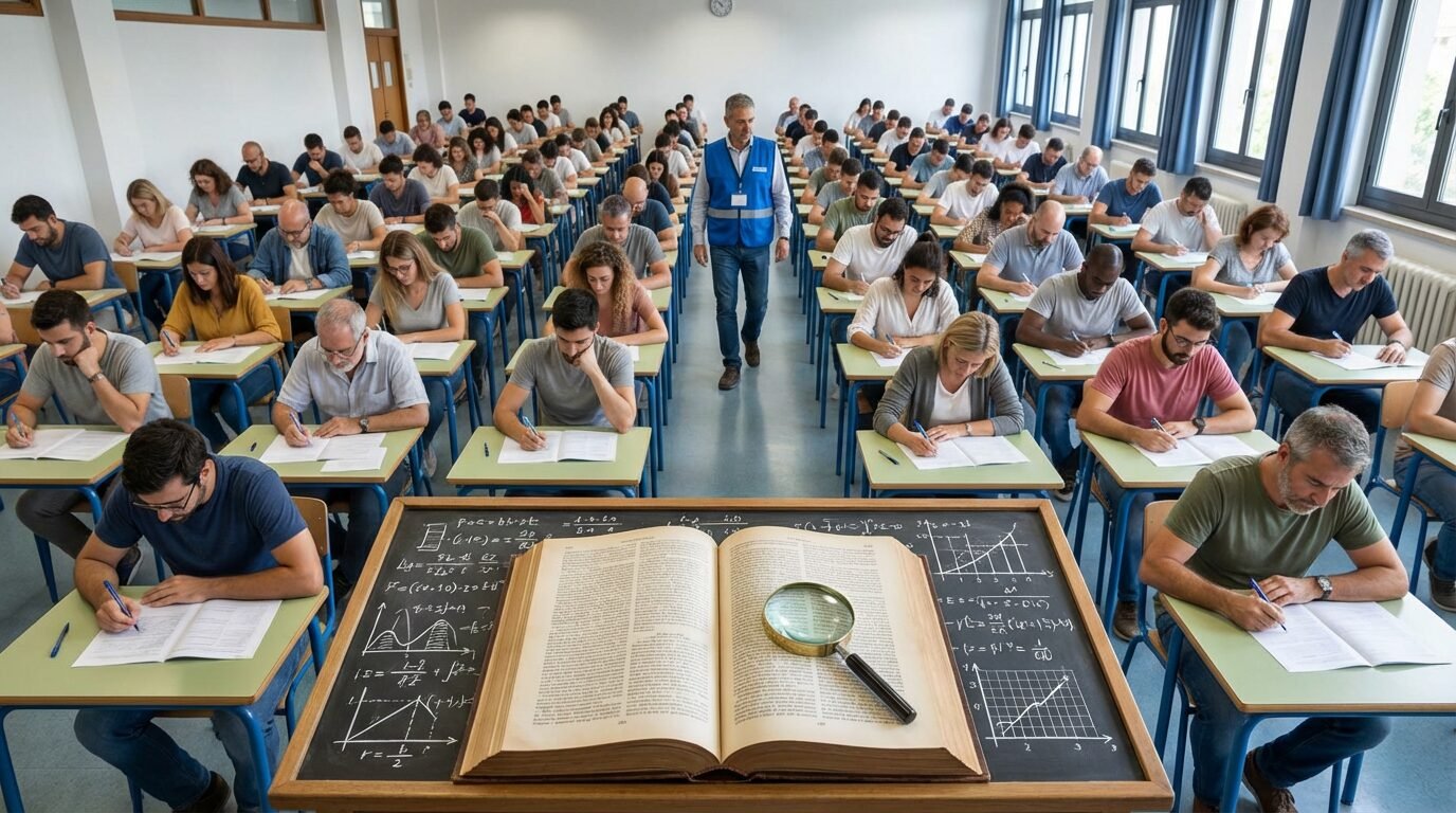 Candidatos em sala de prova durante concurso público da educação em Betim