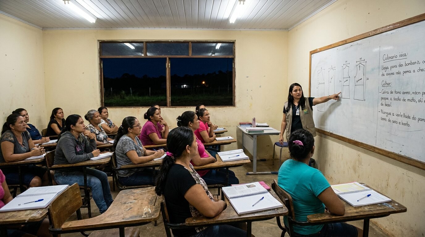 Cursos gratuitos do Ieptec impulsionam renda feminina no interior do Acre, com vagas imediatas e aulas noturnas entre março e junho
