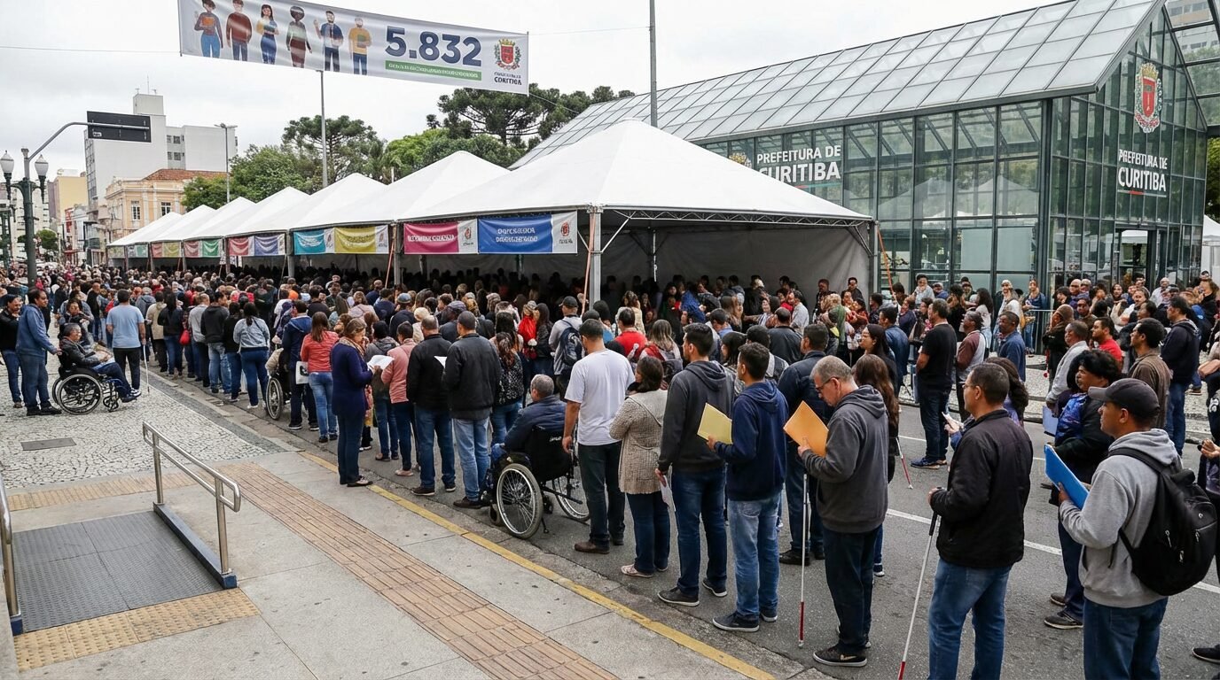 Com mais de 100 empresas reunidas no Centro de Curitiba, mutirão e feira PCD ofertam 5.832 vagas nesta quarta com entrevistas no local