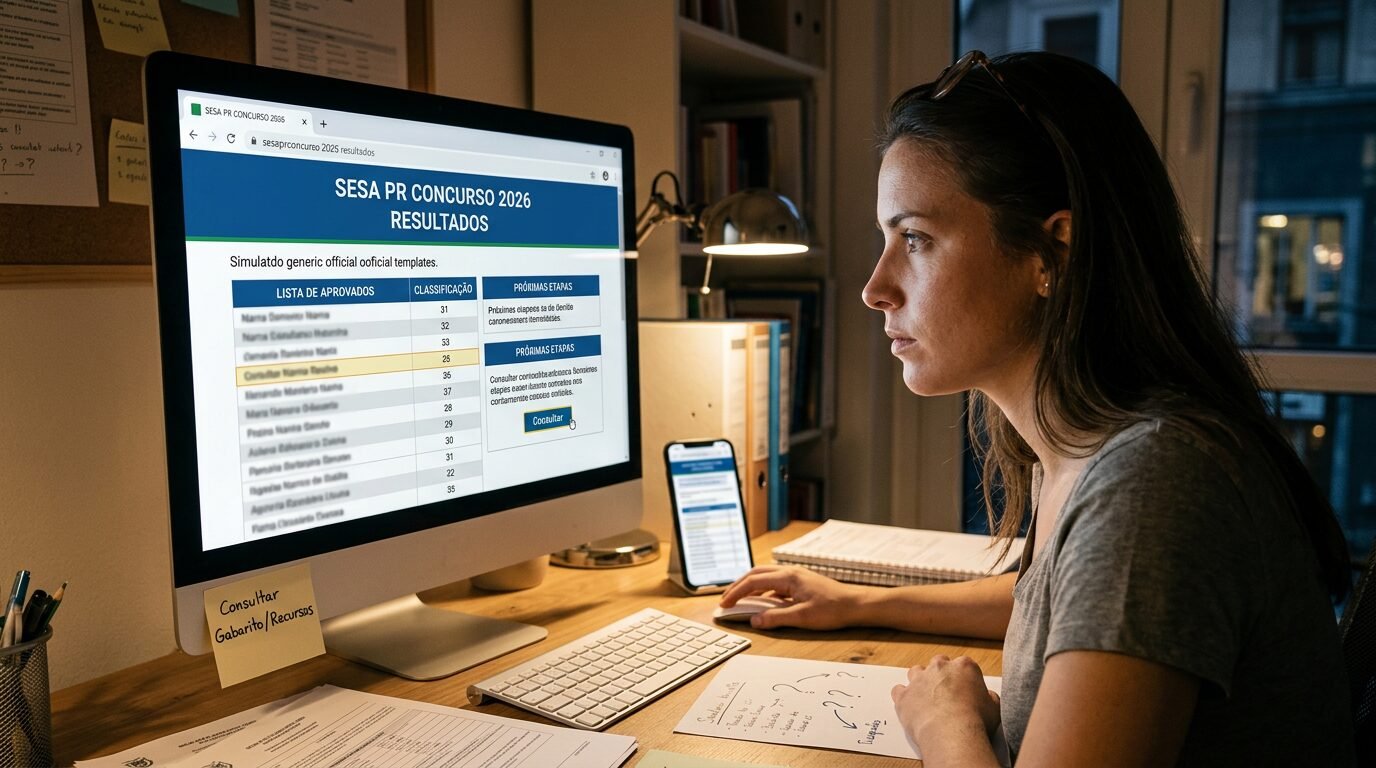 Resultado SESA PR 2026 ganha expectativa após gabarito e recursos, veja onde consultar a lista de aprovados, classificação e próximas etapas