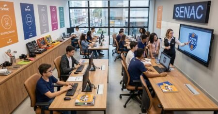 Senac cursos gratuitos abrem portas para qualificação, entenda quem pode se inscrever, como funciona o PSG e o passo a passo para estudar online ou presencial