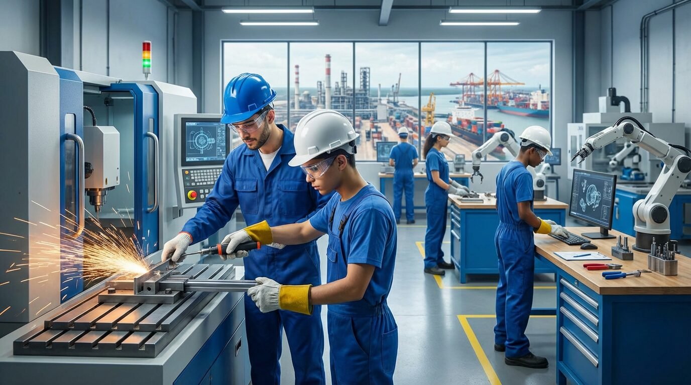 Alunos do Senai-MA em ambiente de aprendizagem industrial no Maranhão