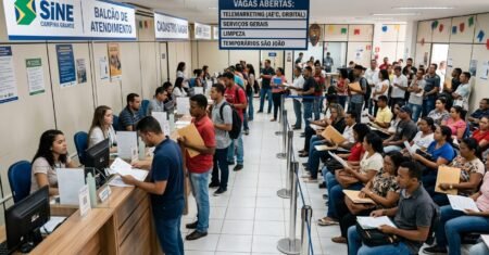 Campina Grande abre a semana com 1.613 vagas no Sine, amplia chance de contratação imediata e concentra seleção em telemarketing, limpeza e São João