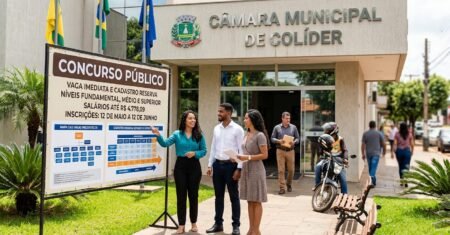 Concurso da Câmara de Colíder abre vaga imediata, cadastro reserva e salários de até R$ 4.778,09 para níveis fundamental, médio e superior