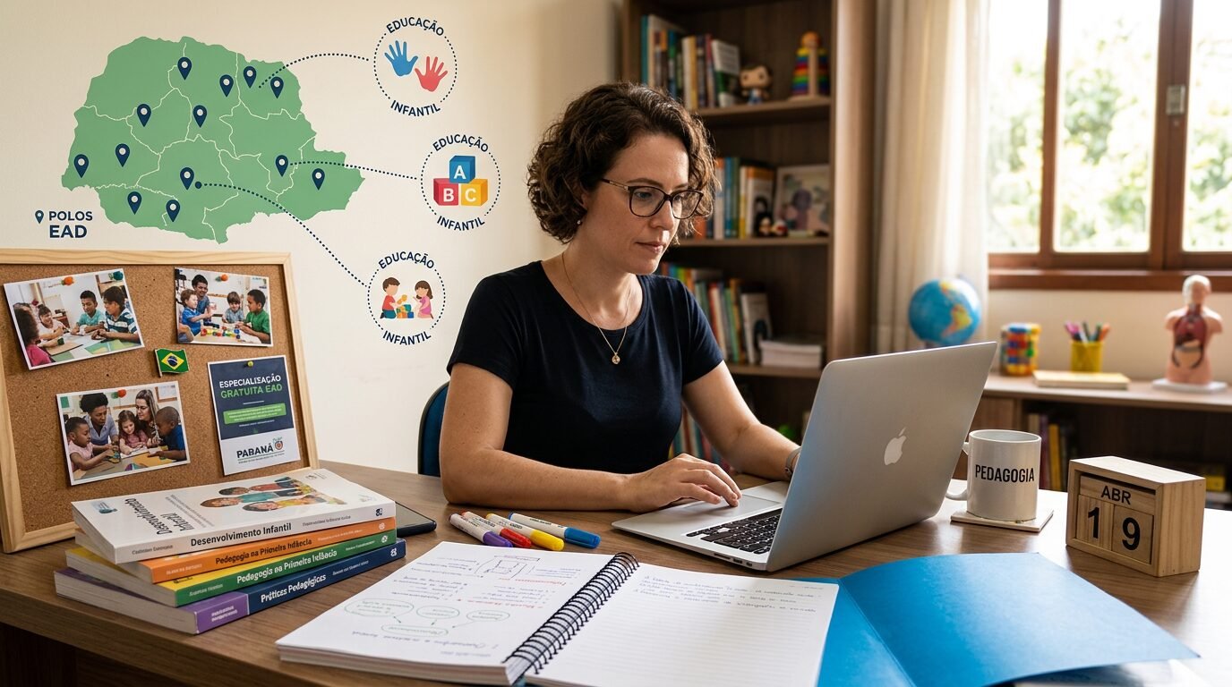 Especialização gratuita a distância em Educação Infantil abre 150 vagas no Paraná e recebe inscrições até 19 de abril de 2026