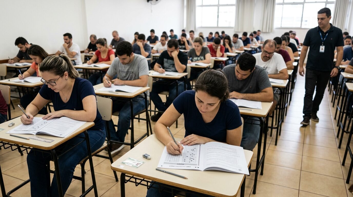Candidatos em sala de prova durante concurso da CGM de Porto Velho
