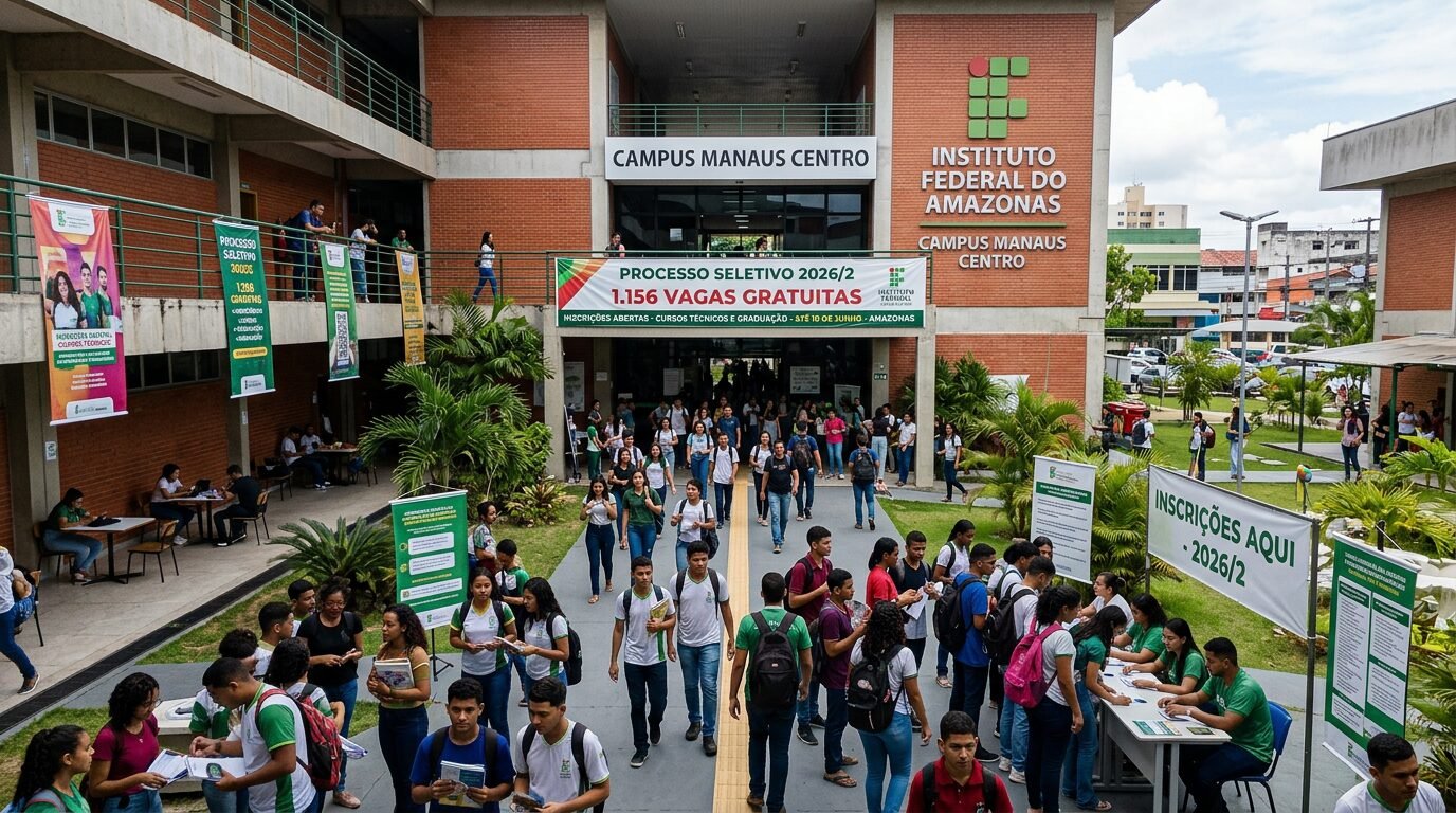 IFAM abre Processo Seletivo 2026/2 com 1.156 vagas gratuitas em cursos técnicos e de graduação em Manaus e no interior do Amazonas